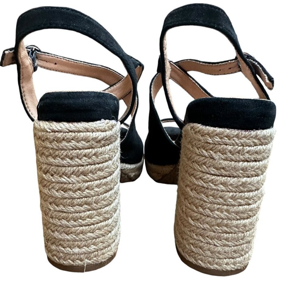 Yellow Box Amarie Black Suede Espadrille Block Heel‎ Shoe Sandal Size 6 - Picture 6 of 9